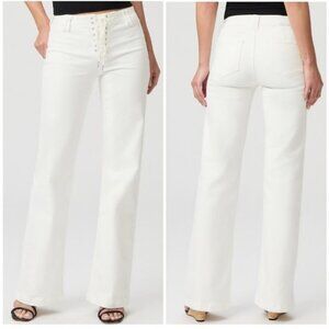PAIGE Leenah Wide Leg Lace Up Denim Jeans White Size 26